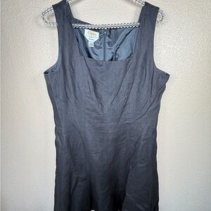 Talbots Petites 16P Irish Linen Black Sleeveless A-Line Dress